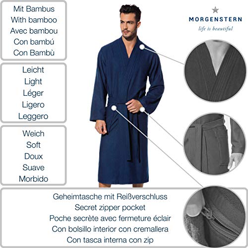 Morgenstern Bademantel Herren Leicht Frottee Velours Lang – Bild 3
