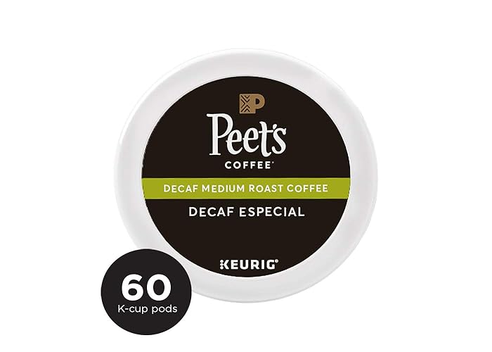 Peet's Coffee Decaf Especial, Medium Roast, 60 Count Single Serve K-Cup Decaffeinated Coffee Pods for Keurig Coffee Maker