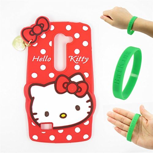 LG Leon Case,LG Leon Hello Kitty Silicone Case,Bat King 3D Cute Cartoon Hello Kitty Soft Silicon Gel Rubber Case Cover Skin for LG Leon 4G LTE H345(Red Hello Kitty)