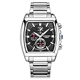 LONGBO Vintage Square Shape Dial Quartz Stainless Steel Watch P Military Man Waterproof Watches Retro Luminous Mens Wristwatch Black