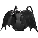 RainboSee Women Punk Backpack Novelty Bat Wing Daypack Purse Gothic Lace Shoulder Bag Black