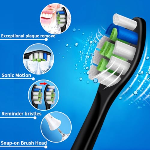 16 Pack Replacement Toothbrush Heads Compatible with Philips Sonicare Electric Toothbrush. 8er White and 8er Black