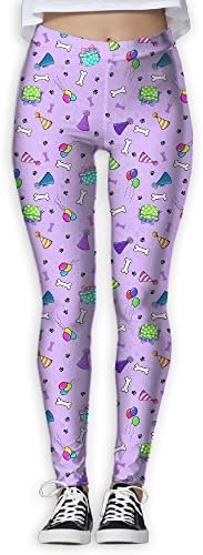DYOW Women's Birthday PAW Celebration KiniArt Bones Lavender Print Sports Gym Yoga Leggings Pants