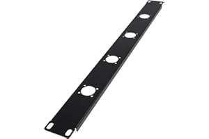 VOSAREA 1U 4-Port Heavy Duty Hinged Xlr Audio Rack Mount Panel with Cable Organizer for Network Cabinet and