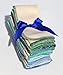 2 Ply 11x12 Inches Natural Unbleached Birdseye Paperless Towel Set of 10 Assorted Blues and Greens