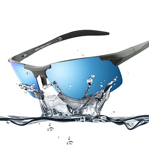 Duco Men's Sports Style Polarized Sunglasses Driver Glasses 8177S (Gunmetal Frame,Revo Blue)