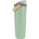 Sarvin Aqua DualSip 30oz Insulated Stainless Steel Water Bottle with Two-Way Spout, Built-In Straw and Carry Handle – Made for Travel, School, and Sports – BPA-Free, Leak-Proof. (Light Green)