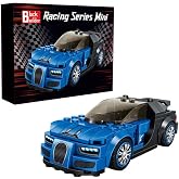 Block Builder Bugatti Racing Car Building Block Set (237 Pieces). Racing Car Building Blocks for Kids and Adults (Blue)