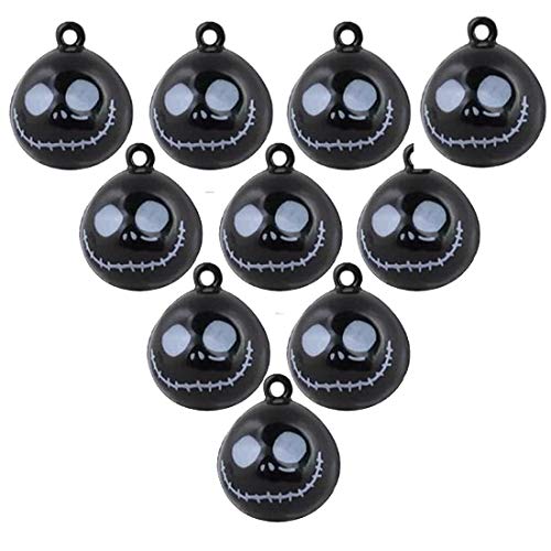 IDOXE 10Pcs Jack Skellington Halloween Bells Nightmare Before Christmas Pumpkin Copper Bell 19 Mm Jewelry Findings Making Charms (Black Monster Halloween)