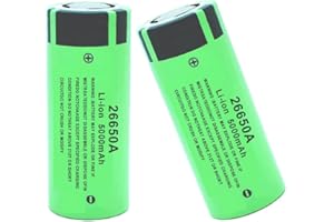 AFSONGOO 26650 Rechargeable Battery 3.7V 5000mAh Large Capacity for Headlamp, Flashlight (2 PCS)
