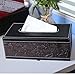 KINGFOM Rectangular PU Leather Tissue Box Holder, Facial Tissue Case Napkin Dispenser for Home Office Car Automotive Decoration(Retro Flower Pattern)