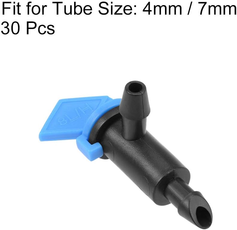 sourcing map Flag Dripper 2 GPH 8L/H Emitter Sprinkler for Garden Lawn Drip Irrigation Connect 4/7mm Hose, Plastic 30pcs - Image 3