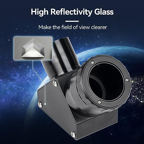 Svbony SV223 Diagonal Mirror, 90° Diagonal Adapter 1.25" Carbon Fiber Material Star Diagonal with Clicklock Locking Mechanism for Planet Observations