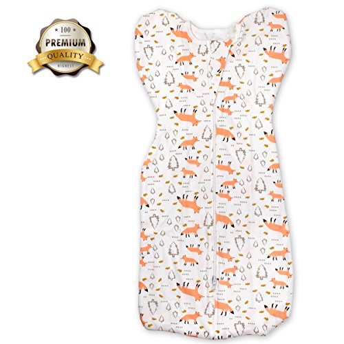 Swaddle Blanket Adjustable Infant Baby Wrap Set Muslin  100% Cotton Blankets Baby Shower Gift Perfect for Kids Toddler Newborn 4-8 Months- Unisex with Baby Bib (orange)