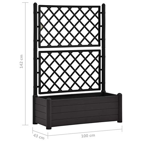 Festnight Pflanzkübel mit Spalier Gitterblumenschlitz Pflanzkasten Pflanzkübel eingebaute Gitter Biete 100x43x142 cm PP… – Bild 2