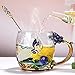 ArtioHipo Tea Cup, Coffee Mug Cups, Glass Coffee Cups Tea Mugs 2018 Handmade Butterfly Rose,12 oz (Rose) Ideal for Friend Wedding Anniversary Birthday Presents