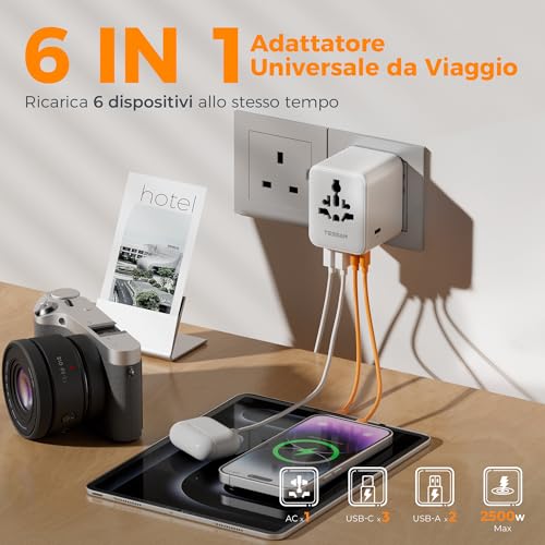 TESSAN Universal Travel Adapter with 2 USB A and 3 USB C, 28W Max | International Socket Adapter International Socket for American USA Japanese UK English Australia Mexico