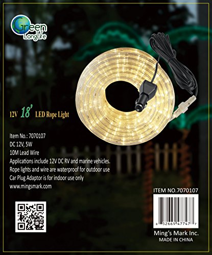 Green LongLife Decorative LED Rope Light - Warm White (18-Feet)