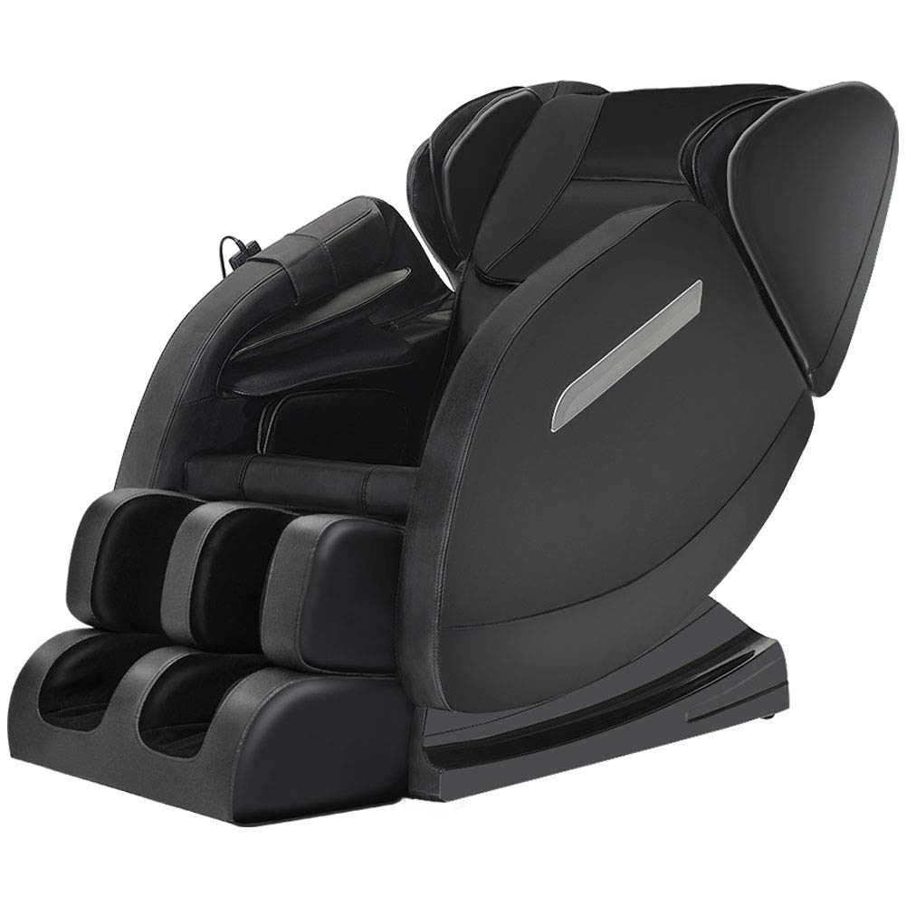 Massage Chair Recliner with Zero Gravity, Full Body Air Pressure, Bluetooth, Heat and Foot Roller Included, Black
