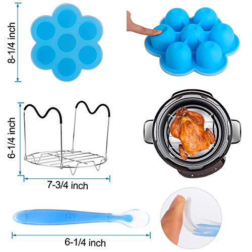 Hhyn Silicone Egg Bites Molds and Steamer Rack Trivet with Heat Resistant Handles for Instant Pot Accessories 6 Qt & 8 Qt Pressure Cooker, Baby Food Freezer Trays Food Storage Containers with Spoon - Thumbnail 5