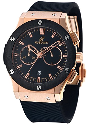 HUBOLER Men's Quartz Fashion Arder Wrist Watch Dial Black H-019