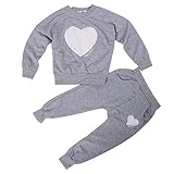 CANIS Kids Girls Baby Toddler Tracksuit Outfit Heart Pullover Long Sleeve Top Sweatshirt Pants