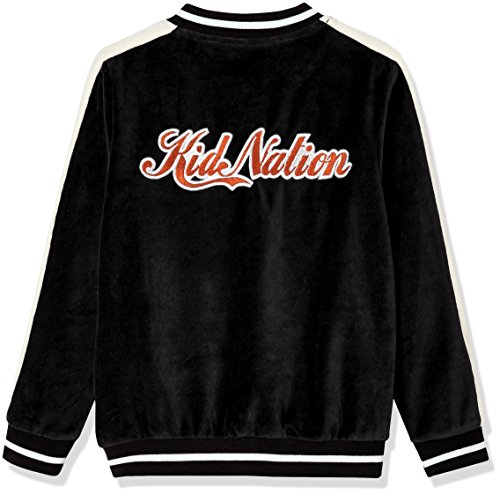 Kid Nation Kid's Velour Varsity Zip Front Jacket for Boys and Girls L Black - Thumbnail 2