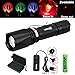 VASTFIRE Zoomable Green/Red/UV Hunting Flashlight Deer Blood Tracker Light Red Night Vision Flashlight Green Search Lights Hunter Flashlights for Hog, Predator, Coyotes, Deer Night Hunting