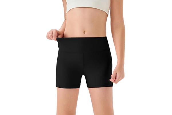 Haloumoning Girls Athletic Shorts Kids High Waisted Dance Biker Shorts | Toddler Girl Gymnastics Shorts, Soft Breathable Fabric, Cheer, Yoga, Running, Volleyball, Workout Shorts