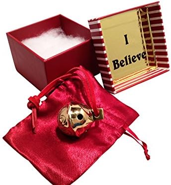 Miniature Santa Sleigh Bell #1 Golden Brass in I Believe Box Help an Angel Get Its Wings