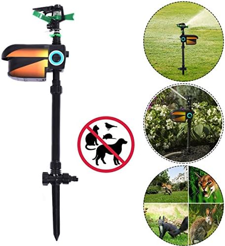 Kanyawyss New Black Solar Powered Motion Activated Animal Repellent Sprinkler