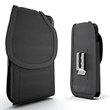 iPhone 6 Plus Holster, CellBee® Apple iPhone 6 Plus 5.5 Inch Premium Canvas Nylon Heavy Duty Pouch Carrying Case with Stainless Belt Clip / Vertical and Horizontal Belt Loops (Velcro Flap Closure Perfect Fits with Any Cases: OtterBox, LifeProof, Battery Pack and ETC.) (Vertical)