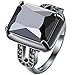AWLY Jewelry Women 18k Black Gold Square Large Stone Princess Cut Cubic Zirconia CZ Solitaire Wedding Ring