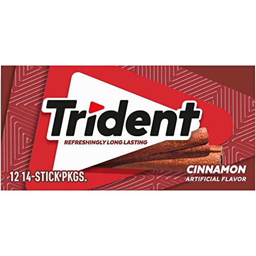 TRIDENT CINNAMON SUGAR-FREE CHEWING GUM, 12 PACKS OF 14 PIECES (168 TOTAL PIECES)