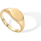 PAVOI 14K Gold Plated Pinky Signet Ring for Women | Lightweight Statement Bands | Chunky Signet Stackable Rings