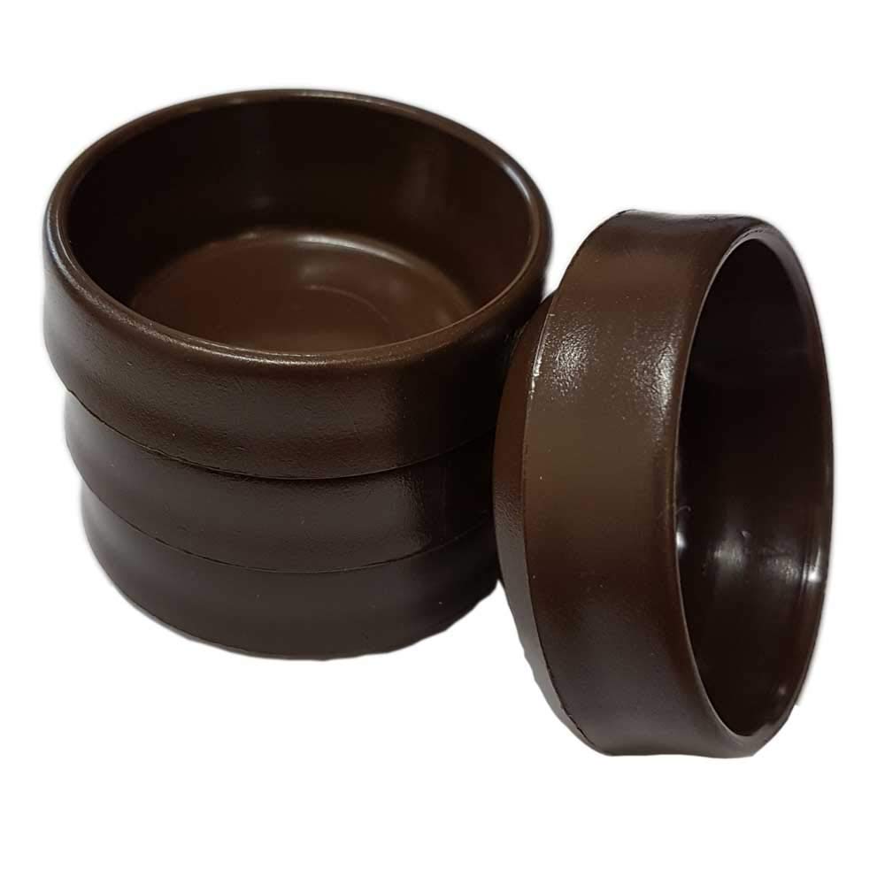 Brown Castor Cups 37mm Protect Wooden, Laminate, Tiled Floors and Carpets from Wheel Damage and Scratches caused by Chair, Bed, Sofa and Table Legs (4, Small)