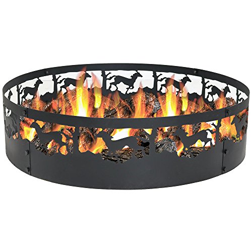 Sunnydaze Running Horse Fire Pit - 36 Inch Wood Burning Campfire Ring - Large Round Outdoor Fireplace - Heavy-Duty 0.91mm Thick Metal Firepit - High Temperature Paint