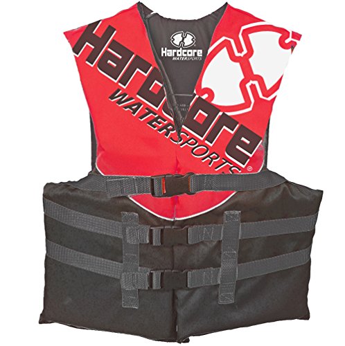 Hardcore Water Sports Youth Life Jacket Vest for 50-90 lbs. | US Coast Guard Approved Type III (Red)