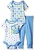 Nannette Baby Boys' 3 Piece Set Creeper Pant with Butt Applique, Light Blue, 6-9M