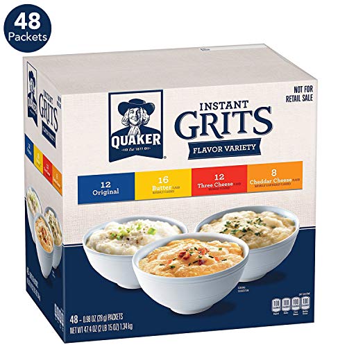 Quaker Instant Grits, 4 Flavor Variety Pack, 0.09oz Packets (48 Pack)