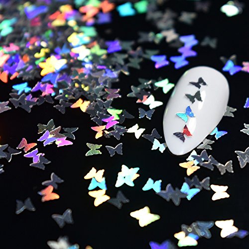 Splarkly Laser Butterfly Nail Sequin Acrylic Paillettes Holographic Nail Sparkle Glitter Sheets Tips Nail Art Decoration