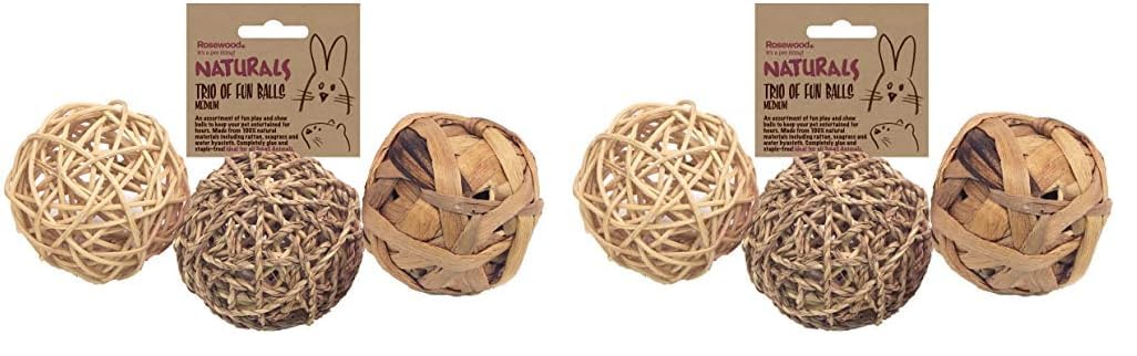 Rosewood Naturals Trio of Fun Balls, Toys for Small Animals (Pack of 2)