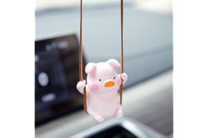 YGMONER Super Cute Swinging Pig Car Mirror Hanging Ornament Car Interior Accessories (Pig)