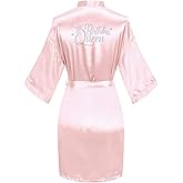 ABC-STAR Women's Birthday Queen Squad Kimono Party Robe Short Silky Nightgown Sleepwear Gift