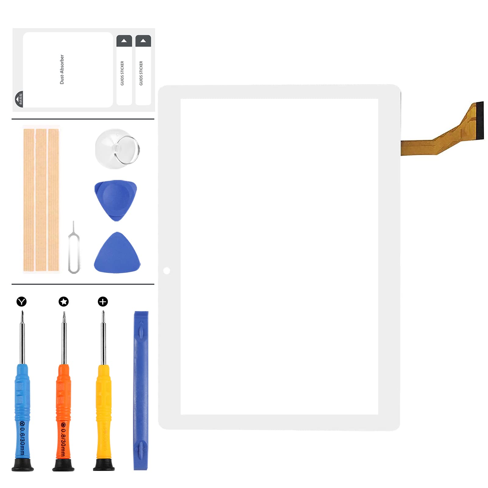 New Touch Screen Panel Digitizer Full Glass Replacement Kits For 10.1" Dragon Touch K10 Tablet Camera Hole 11CM (Not LCD) (White)