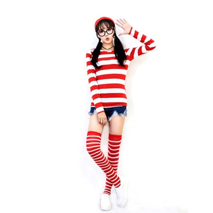 Amazon Com Red And White Striped T Shirt Outfit Glasses Hat