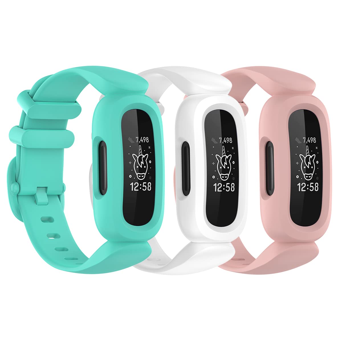 honecumi 3 Pack Ace Straps Compatible with Fitbit Ace 3 Watch Bands for Kids Children - Colorful Skin-Friendly Watch Strap Wristband Bracelet Replacement Accessory for Boy Girl Gift