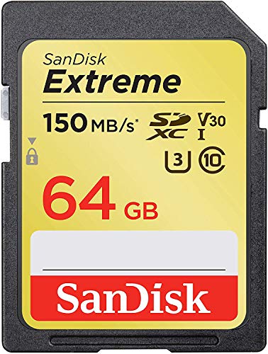 SanDisk 64GB Extreme SDXC UHS-I Card - C10, U3, V30, 4K UHD, SD Card - SDSDXV6-064G-GNCIN