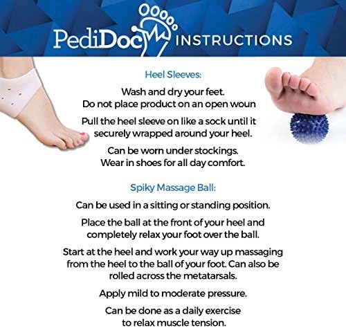 Plantar Fasciitis Shock Absorbing Heel Sleeves and Plantar Massage Ball – Comprehensive 5 Piece Kit by PediDocTM for Heel Cushion and Support and Metatarsal and Arch Pain Relief