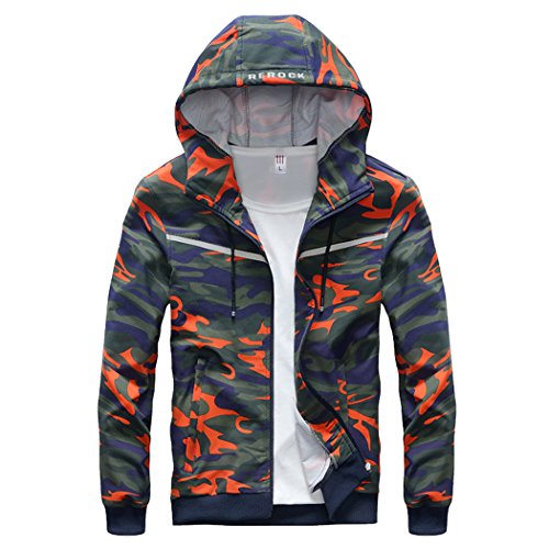 November's Chopin Men's Camo Hoodie Jacket Full Zip Plus Size Camouflage Army Coat